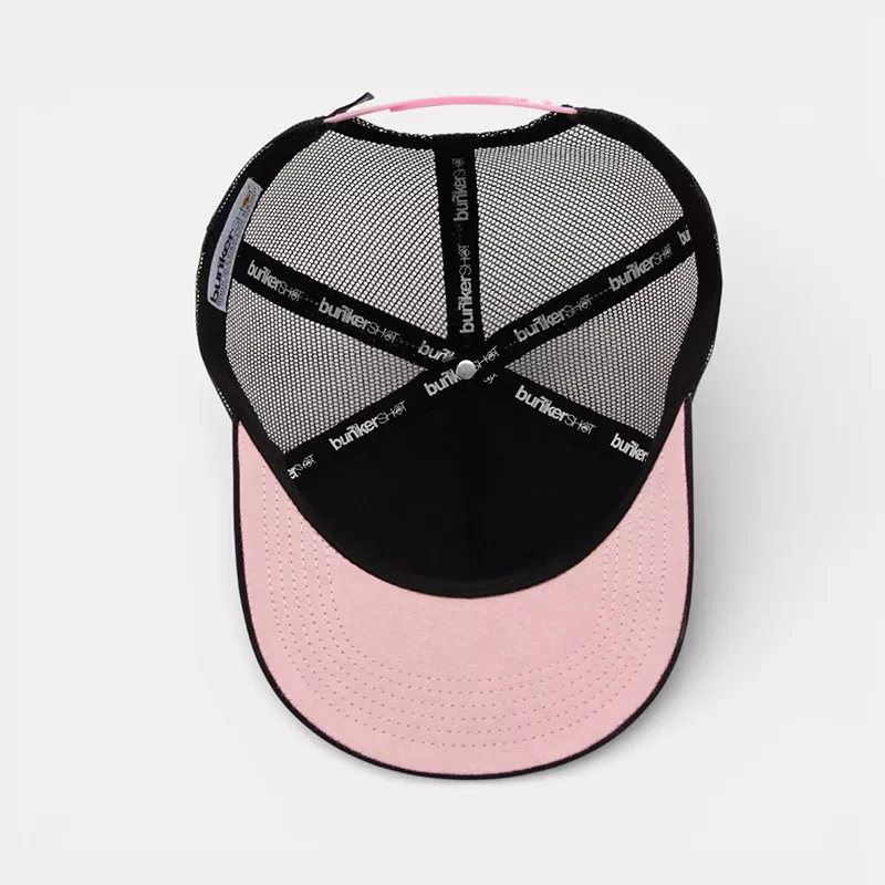 Pink and black hat